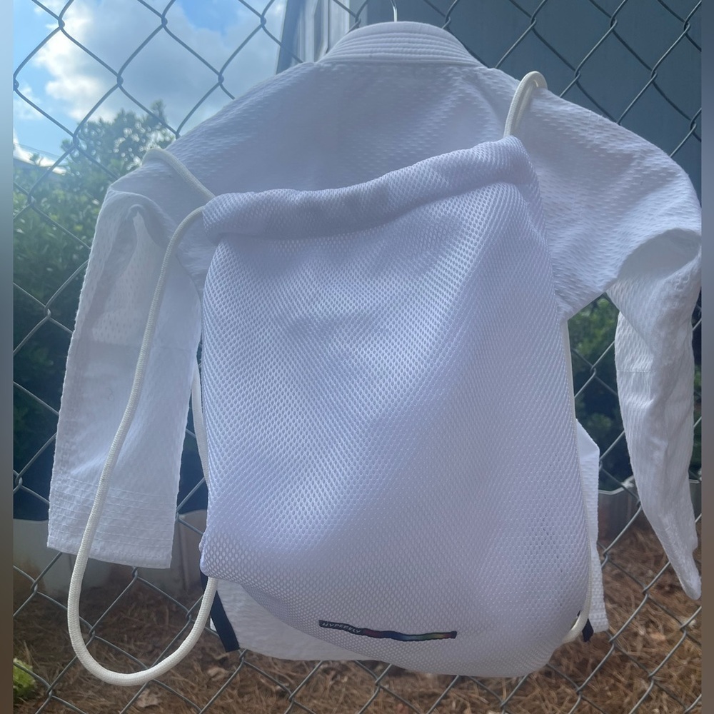HYPERFLY Jiu Jitsu Junior kids sz 0 New Junior Starlyte White Black w/ backpack - Picture 8 of 12